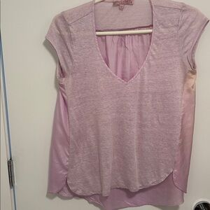 Calypso St. Barth Soft Pink V-Neck Top Size S